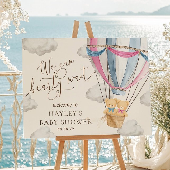 We Can Bearly Wait Twins Baby Shower Welcome Poster (Creator Uploaded)