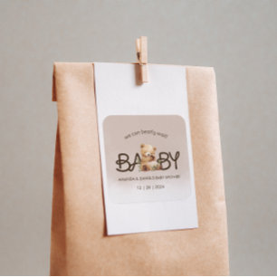 We Can Bearly Wait Watercolor Baby Shower Square Sticker