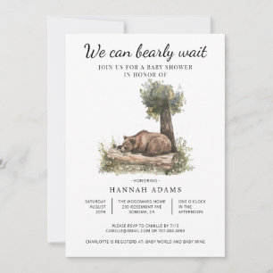 We Can Bearly Wait Way Baby Shower Invitation