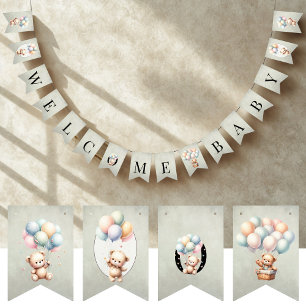 We Can Bearly Wait Welcome Baby Baby Shower Bunting Flags