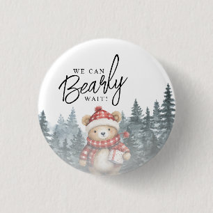 We Can Bearly Wait Winter Baby Shower 1 Inch Round Button
