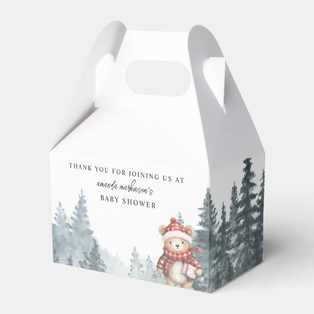 We Can Bearly Wait Winter Baby Shower Favor Box (Front Side)