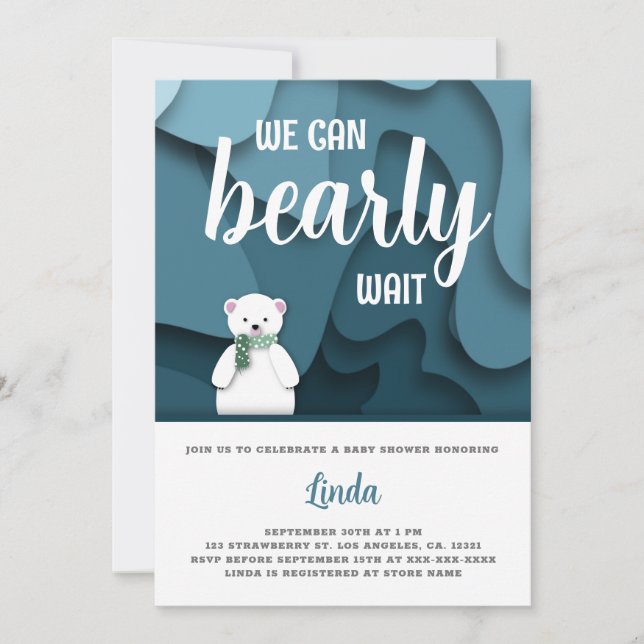 We Can Bearly Wait Winter Baby Shower Invitation (Front)