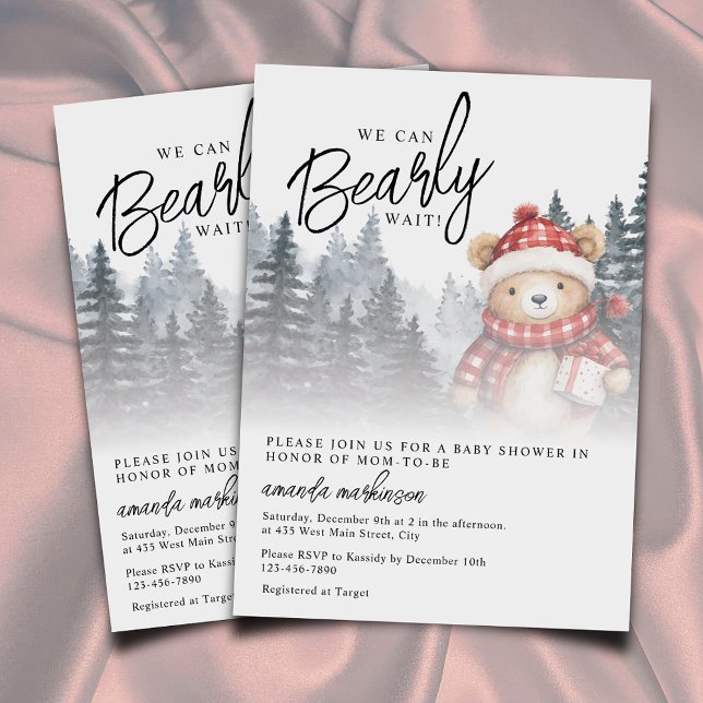 We Can Bearly Wait Winter Baby Shower Invitation (Creator Uploaded)