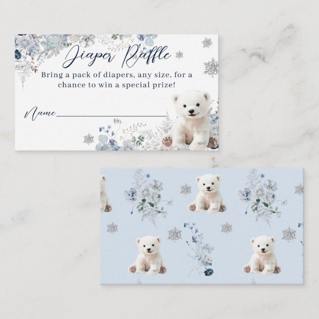 We Can Bearly Wait Winter Bear Baby Shower Diaper Enclosure Card (Front/Back)
