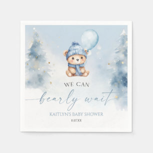 We Can Bearly Wait Winter Teddy Bear Baby Shower Napkin