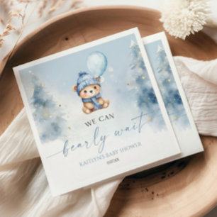 We Can Bearly Wait Winter Teddy Bear Baby Shower Napkin