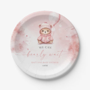 We Can Bearly Wait Winter Teddy Bear Baby Shower Paper Plate