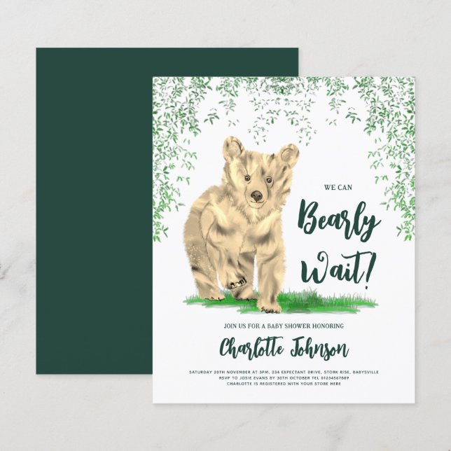 We Can Bearly Wait Woodland Bear Cub (Front/Back)