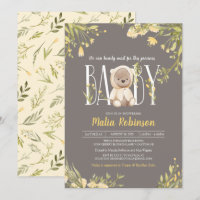 We Can Bearly Wait Yellow Teddy Bear Baby Shower I