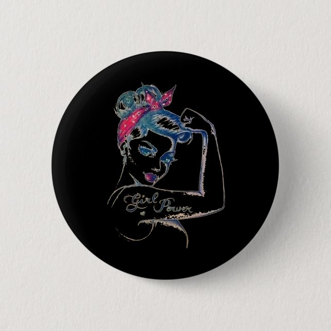 We Can Cure It  Rosie Riveter Breast Cancer Girl P 2 Inch Round Button (Front)