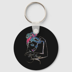 We Can Cure It Rosie Riveter Breast Cancer Girl Po Keychain