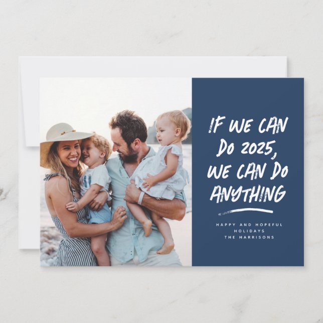 We can do anything New Year navy photo Holiday Card (Front)