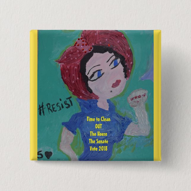 We Can Do It! 2 Inch Square Button (Front)