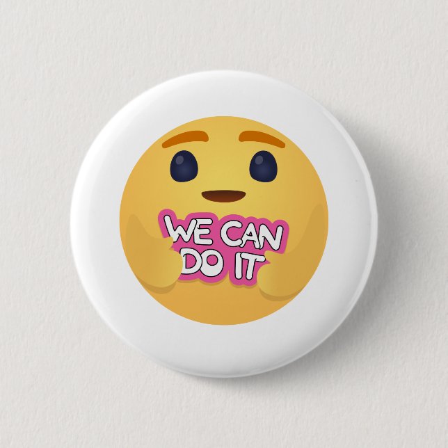 We Can Do It Care Emojis 2 Inch Round Button (Front)