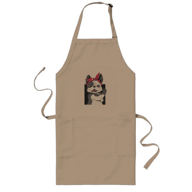 We Can Do It Female Dog Activist Design Long Apron (Front)