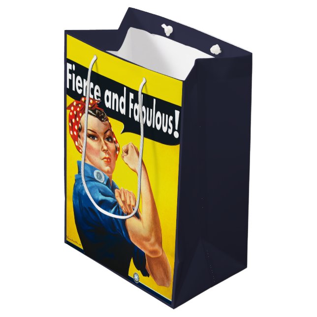 We can do it Fierce and Fabulous Rosie the Riveter Medium Gift Bag (Front Angled)