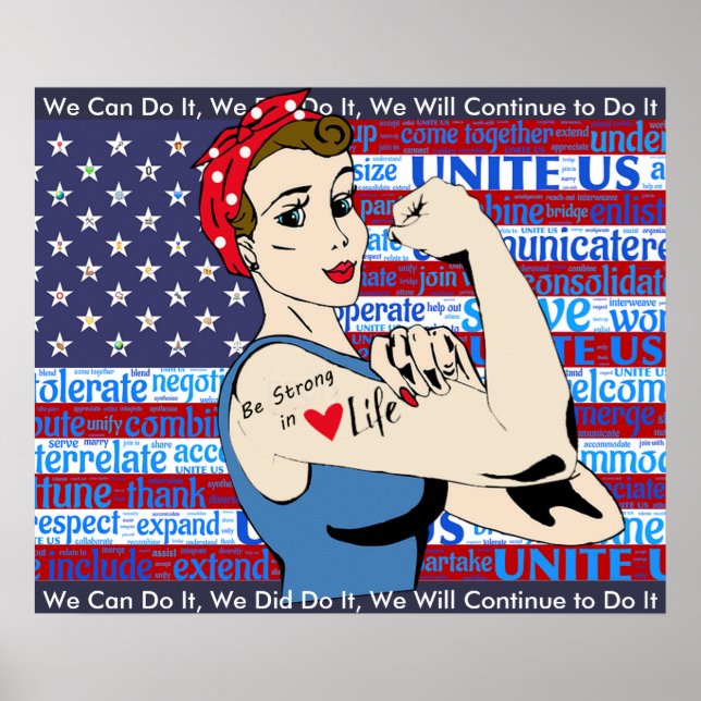 "We Can Do It" Poster de femme patriotique avec dr (Devant)