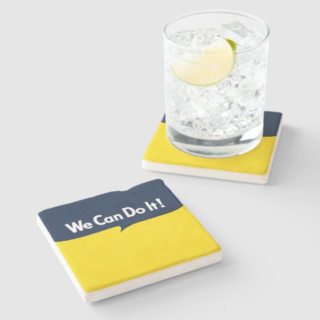 We Can Do it Rosie Graphic Bubble Stone Coaster (Side)