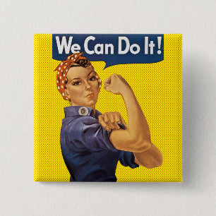 We Can Do It! Rosie the Riveter Red Polka Dots 2 Inch Square Button