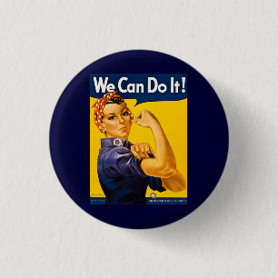 We Can Do It! Rosie the Riveter Vintage WW2 1 Inch Round Button