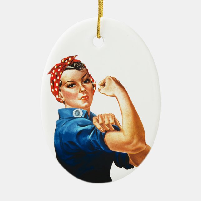 We Can Do It Rosie the Riveter Women Power Ceramic Ornament (Front)