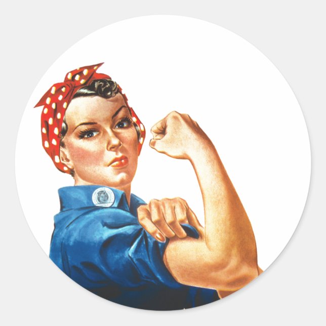 We Can Do It Rosie the Riveter Women Power Classic Round Sticker (Front)