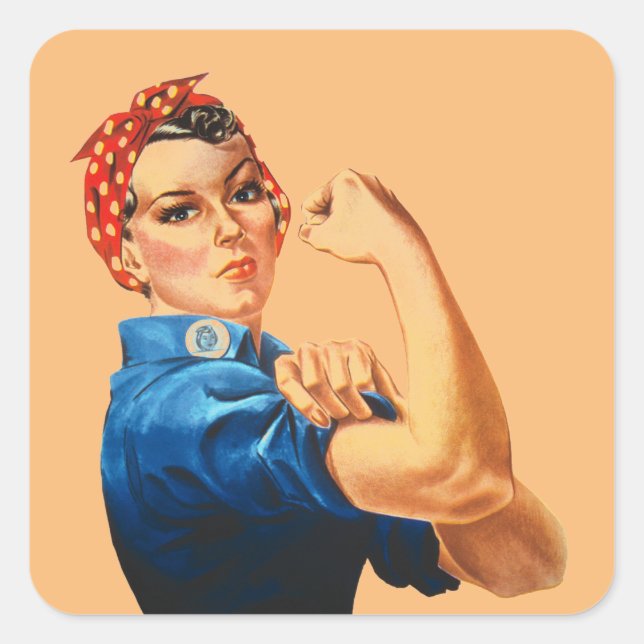 We Can Do It Rosie the Riveter Women Power Square Sticker (Front)