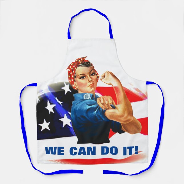 We Can Do It Rosie the Riveter Women Power US Flag Apron (Front)
