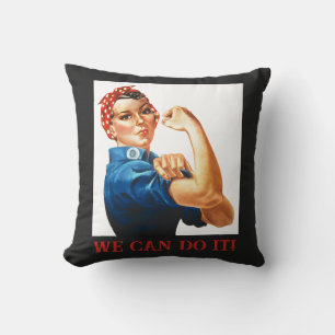 We Can Do It Rosie the Riveter Women Power WWII Throw Pillow