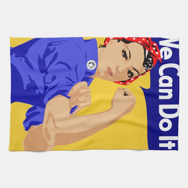 We Can Do It! Rosie The Riveter WWII Poster Kitchen Towel (Horizontal)