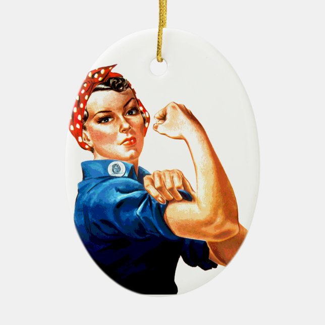 We Can Do It Rosie the Riveter WWII Propaganda Ceramic Ornament (Front)