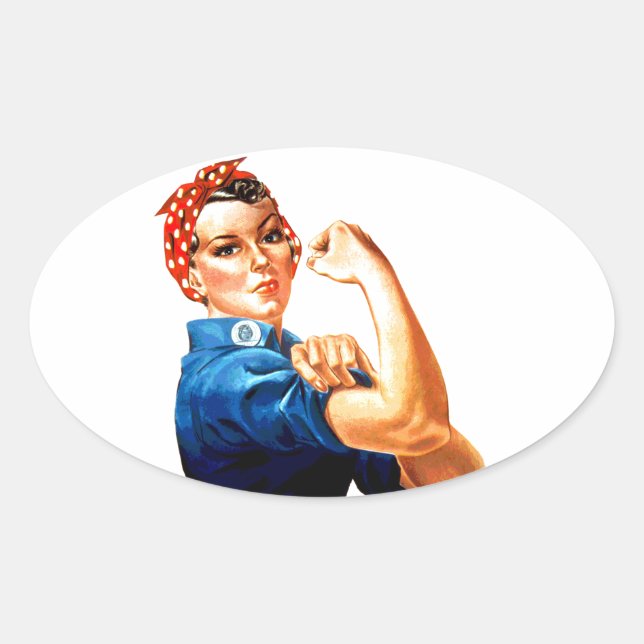 We Can Do It Rosie the Riveter WWII Propaganda Oval Sticker (Front)