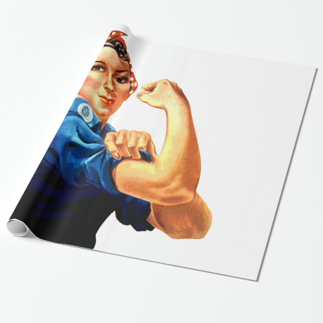 We Can Do It Rosie the Riveter WWII Propaganda Wrapping Paper (Unrolled)