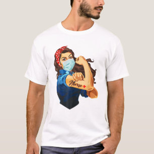We Can Do It Strong Nurse Red Dot Bandana Face Mas T-Shirt