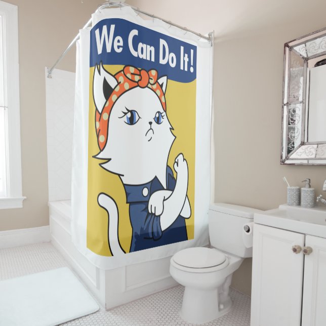 We Can Do It! White Cat Rosie the Riveter (In Situ)