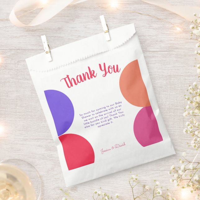 We Can Wait Colourful Rainbow Stripe Baby Shower Favour Bag (Clipped)