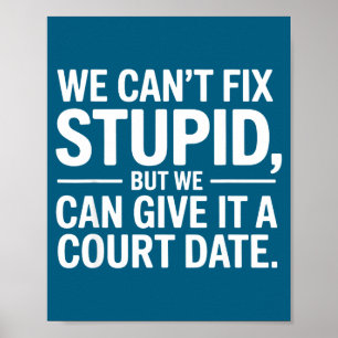 We can't fix stupid but we can give it court date poster