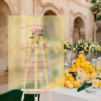 We Can't Wait to Squeeze You Lemon Baby Shower  Acrylic Sign