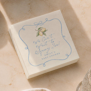 We Can't Wait To Squeeze You Lemon Baby Shower Napkin