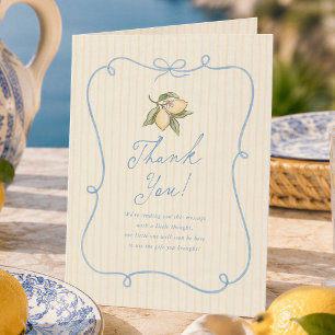 We Can't Wait To Squeeze You Lemon Baby Shower Thank You Card