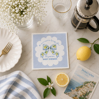 We Can't Wait to Squeeze You Lemon Bow Baby Shower Napkin
