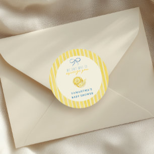 We Can't Wait to Squeeze You Stripes Baby Shower Classic Round Sticker