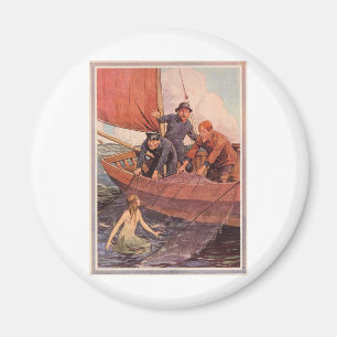 We Caught a Mermaid! Vintage Magnet