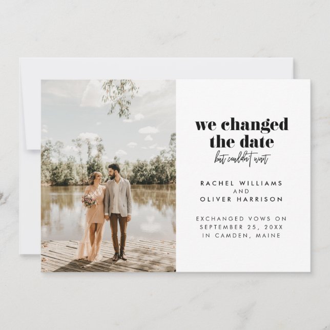 We Changed the Date But Couldn't Wait Elopement Announcement (Front)