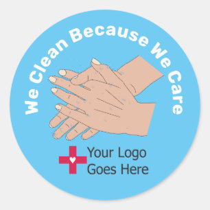 We Clean Because We Care Classic Round Sticker