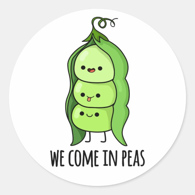 We Come In Peas Funny Pea Pun Classic Round Sticker (Front)