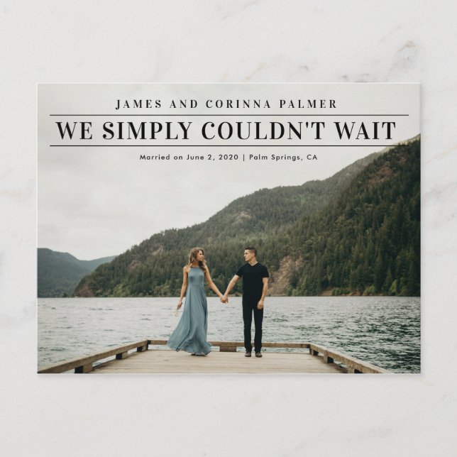 We could not wait wedding announcement postcard (Front)