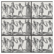 "We Dance With Death" Black Plague Fabric