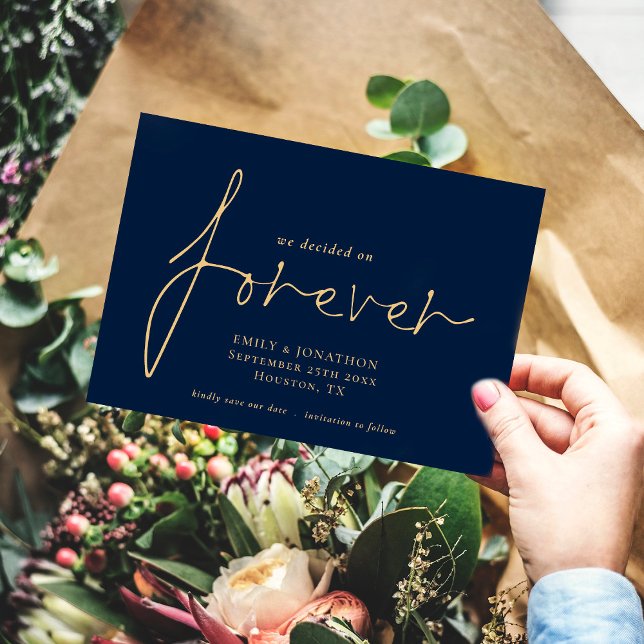 We Decided On Forever Gold Navy Blue Save The Date (Creator Uploaded)